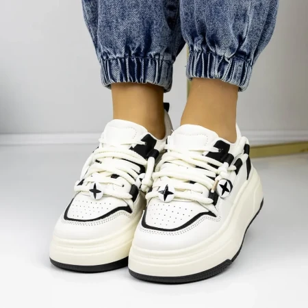 Pantofi Sport Dama 3WL187 Alb-Negru » Reina.Ro