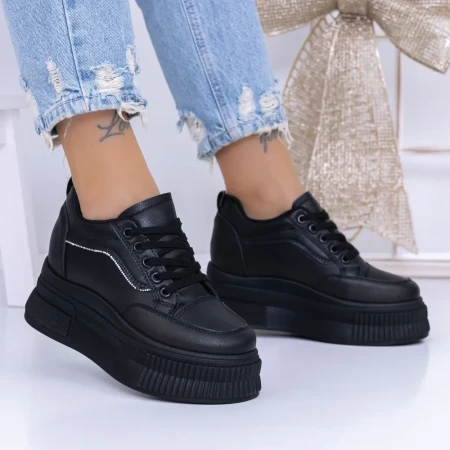 Pantofi Sport Dama cu Platforma 3WL166 Negru » Reina.Ro