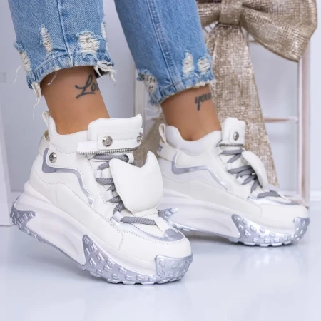 Pantofi Sport Dama cu Platforma 3YJA5 Alb » Reina.Ro