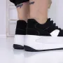 Pantofi Sport Dama cu Platforma 3XJ113 Negru-Alb » Reina.Ro