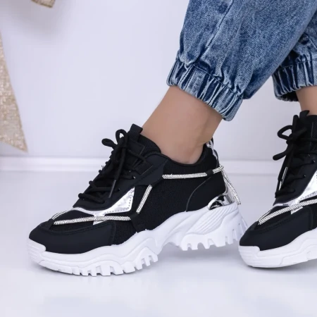 Pantofi Sport Dama 3B25 Negru-Alb » Reina.Ro