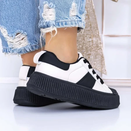 Pantofi Sport Dama 3XJ118 Alb-Negru » Reina.Ro