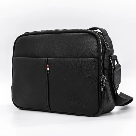 Geanta Barbati din Piele Naturala L1988 Negru » Reina.Ro