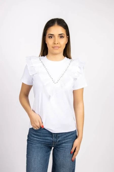 Tricou Dama NG23838 Alb » Reina.Ro