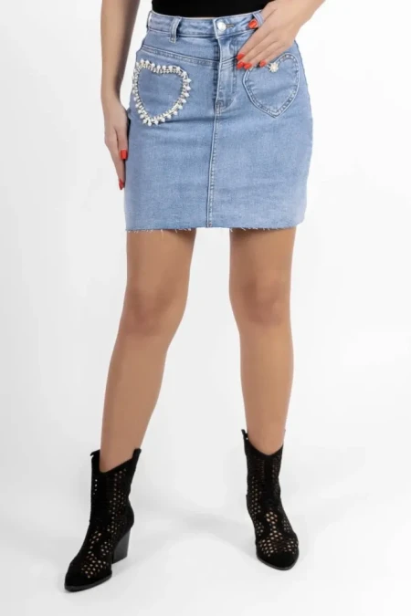 Fusta Denim F1043 Albastru » Reina.Ro