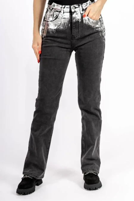 Blugi Dama 888-3 Negru-Argintiu » Reina.Ro