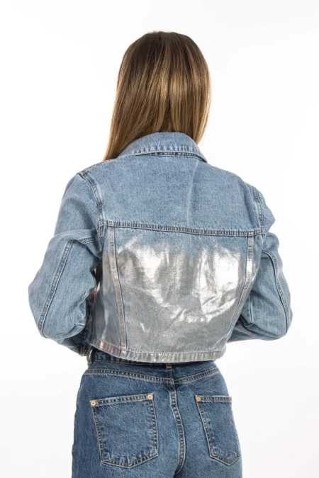 Jacheta Dama JK1928 Albastru-Argintiu » Reina.Ro