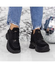 Pantofi Sport Dama cu Platforma 2SZ8 Negru Reina