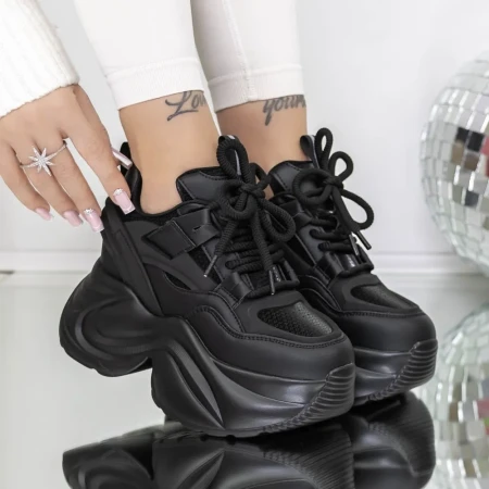 Pantofi Sport Dama cu Platforma 3SJN26 Negru » Reina.Ro