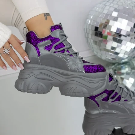 Pantofi Sport Dama cu Platforma 3SJN33 Mov » Reina.Ro