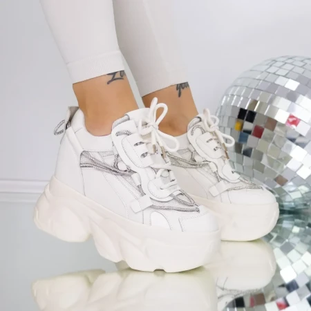 Pantofi Sport Dama cu Platforma 3SJN35 Bej » Reina.Ro