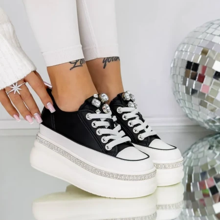 Pantofi Sport Dama cu Platforma 3SJN38 Negru » Reina.Ro