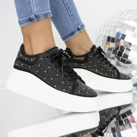 Pantofi Sport Dama 3B33 Negru-Alb » Reina.Ro
