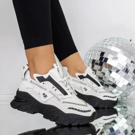 Sneakers dama 3WL180 Negru-Alb » Reina.Ro