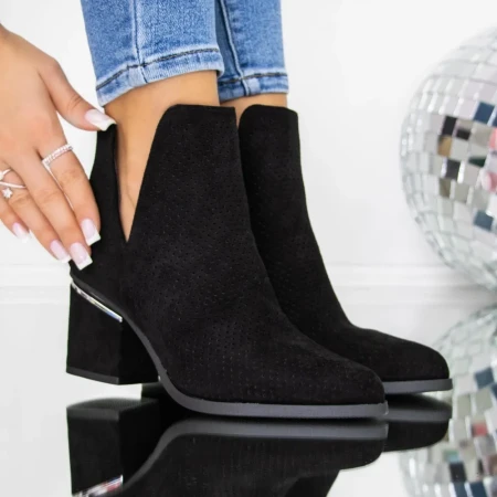 Botine Dama cu toc gros 3JF33 Negru » Reina.Ro