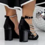 Pantofi cu Toc gros 3XKK102 Negru » Reina.Ro