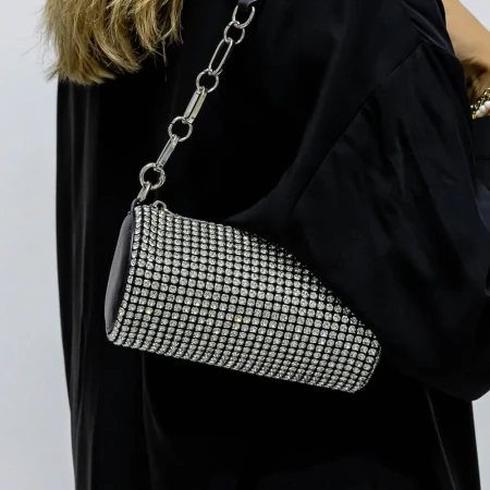 Geanta Dama 23016 Negru-Argintiu » Reina.Ro