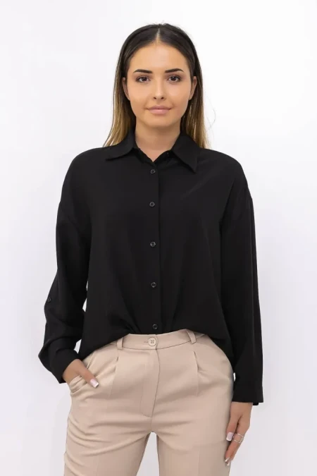 Camasa Dama 1709-1-25 Negru » Reina.Ro
