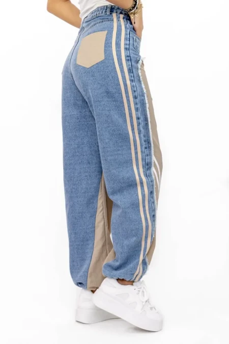 Pantaloni Dama 1938 Bej-Albastru » Reina.Ro