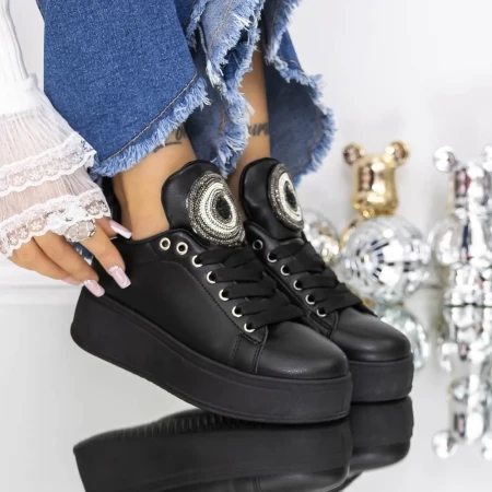 Pantofi Sport Dama cu Platforma H203 Negru » Reina.Ro