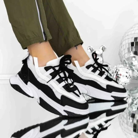 Pantofi Sport Dama 3B27 Alb-Negru » Reina.Ro