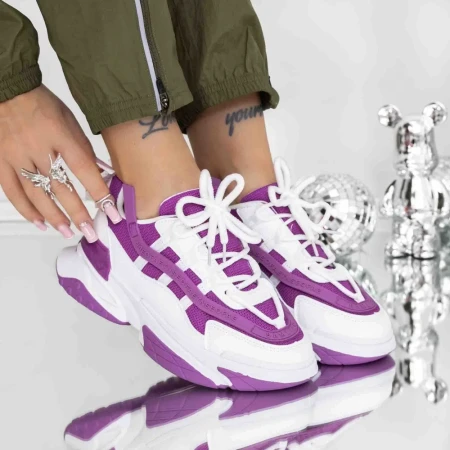 Pantofi Sport Dama 3B27 Alb-Mov » Reina.Ro