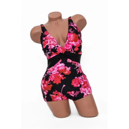 Costum de Baie Dama Intreg Y3060 Negru-Roz » Reina.RO