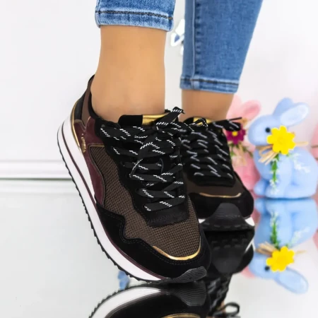 Pantofi Sport Dama LAYLA001A Negru-Visiniu » Reina.Ro