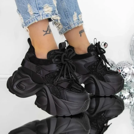 Pantofi Sport dama cu Platforma 3SJN56 Negru » Reina.Ro