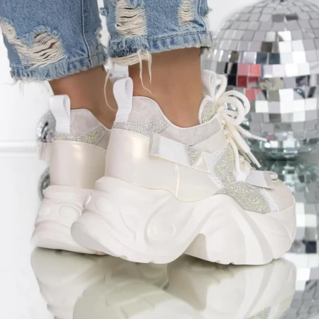 Pantofi Sport dama cu Platforma 3SJN56 Bej-Auriu » Reina.Ro