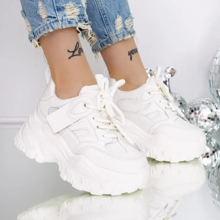 Pantofi Sport dama cu Platforma 3SJN58 Alb » Reina.Ro