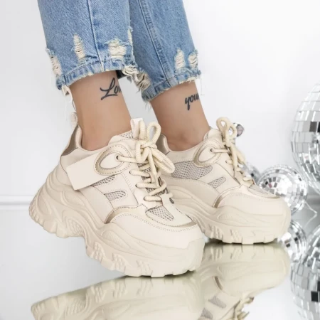 Pantofi Sport dama cu Platforma 3SJN58 Bej » Reina.Ro