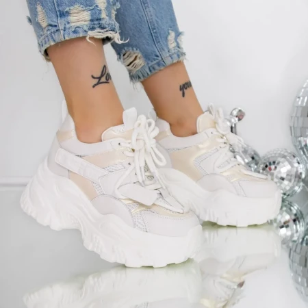 Pantofi Sport dama cu Platforma 3SJN59 Bej » Reina.Ro