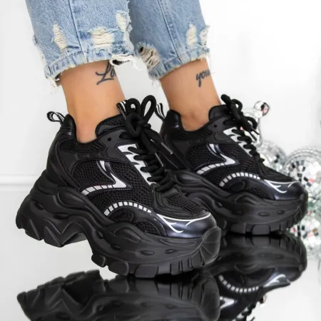 Pantofi Sport dama cu Platforma 3SJN60 Negru » Reina.Ro