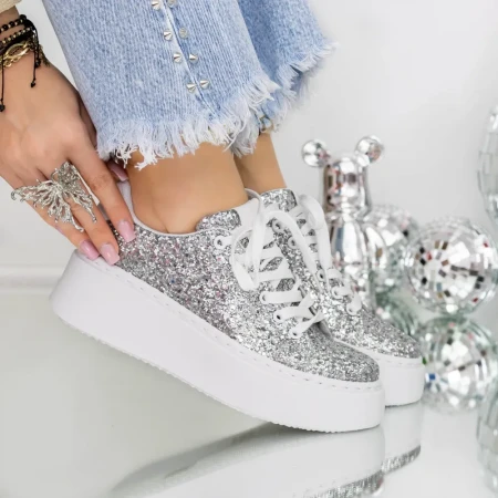 Pantofi Sport Dama 3B35 Argintiu » Reina.Ro