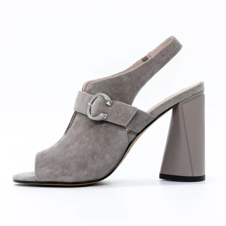 Sandale Dama cu Toc gros K389-2R Gri » Reina.Ro