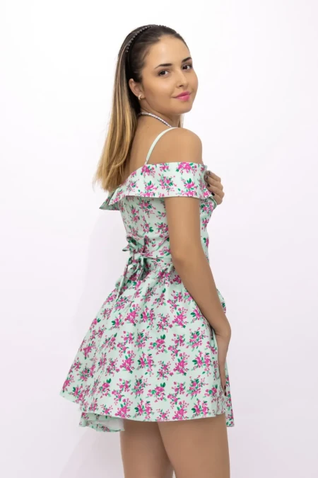 Rochie Dama 123061 Verde-Roz » Reina.Ro