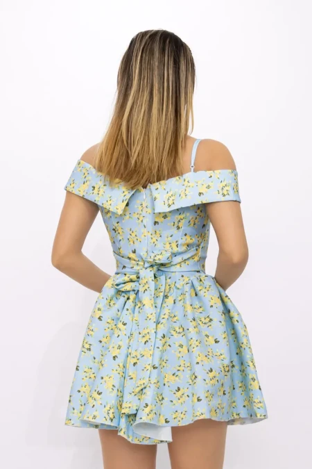 Rochie Dama 123061 Albastru-Galben » Reina.Ro