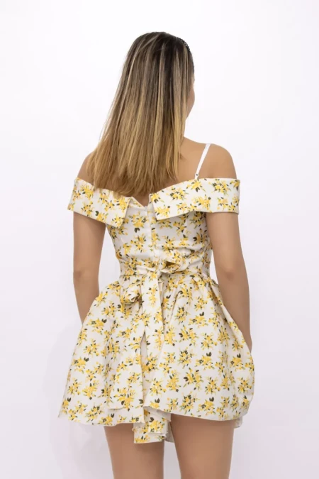 Rochie Dama 123061 Alb-Galben » Reina.Ro