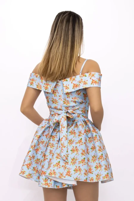 Rochie Dama 123061 Albastru-Portocaliu » Reina.Ro