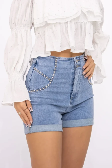 Blugi Scurti Dama HW-110 Albastru » Reina.Ro