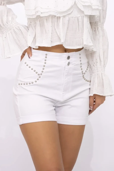 Blugi Scurti Dama HW-110B Alb » Reina.Ro