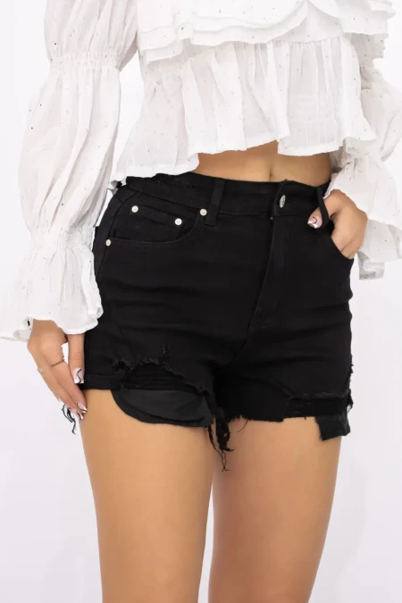 Blugi Scurti Dama A76-1 Negru » Reina.Ro