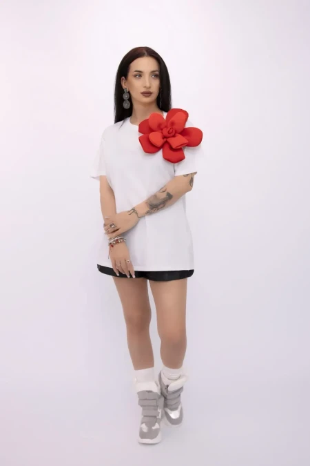 Tricou Dama VMC4491 Alb » Reina.Ro