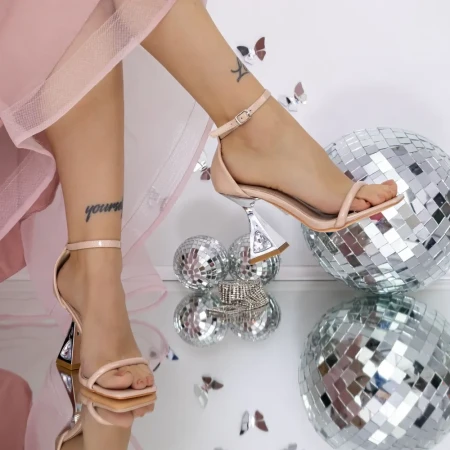 Sandale Dama cu Toc Gros 3NE12 Nude » Reina.Ro