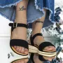 Sandale Dama cu Talpa Joasa 3GZ28 Negru » Reina.Ro
