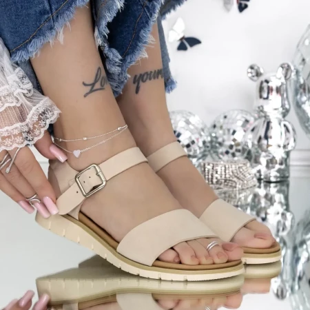 Sandale Dama cu Talpa Joasa 3GZ28 Nude-Roz » Reina.Ro