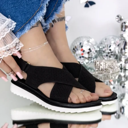 Sandale Dama cu Talpa Joasa 3GZ26 Negru » Reina.Ro