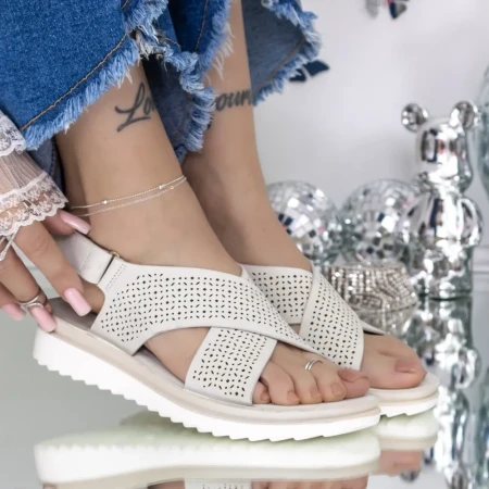 Sandale Dama cu Talpa Joasa 3GZ26 Gri » Reina.Ro