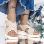 Sandale Dama cu Talpa Joasa 3GZ26 Bej » Reina.Ro